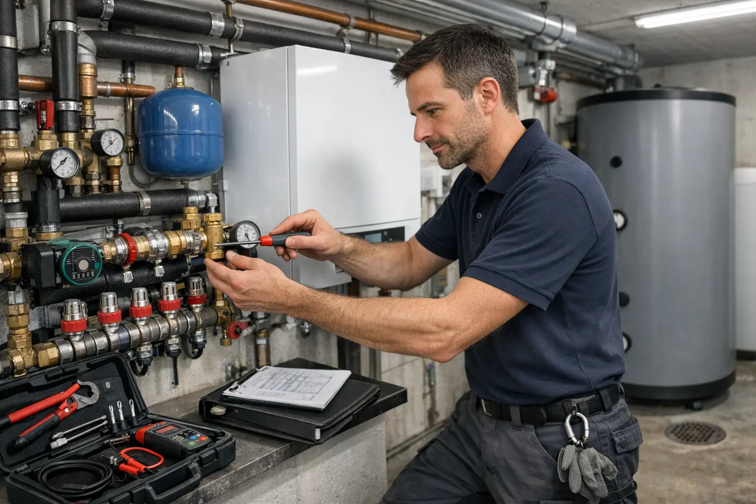 Heizung / Wärmepumpe bei der Arbeit